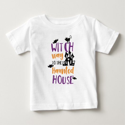 Hexenweg zum Spuk Haus, Fledermäuse, Halloween Baby T-shirt (Vorderseite)