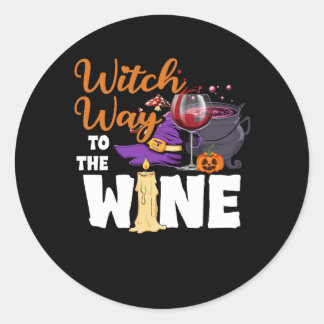 Hexenweg zum Wein Ich witzig Hexe Lover Hallowee Runder Aufkleber