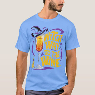 Hexenweg zum Wein Lustiger Halloween-Hexenhut Wi T-Shirt
