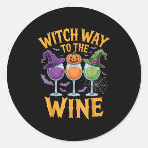 Hexenweg zum Weinkessel-Halloween-Kessel Runder Aufkleber