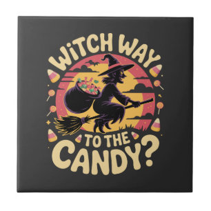 Hexenweg zur Candy-Halloween-T-Shirt Fliese