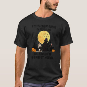 Hexenwein- und Basset-Hound-Hunde-Halloween-Kostüm T-Shirt