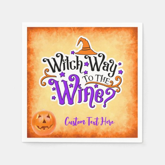 Hexenwein zum sonnigen Halloween Personalisiert Serviette (Vorderseite)