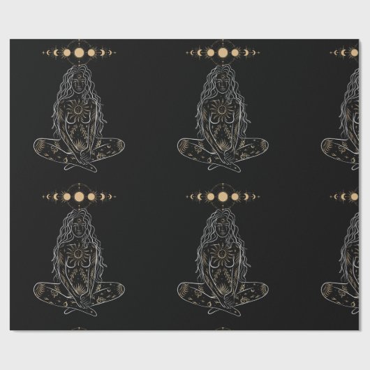 Hexenwitscherei okkultistisches schwarzes Gold Geschenkpapier (Flach)