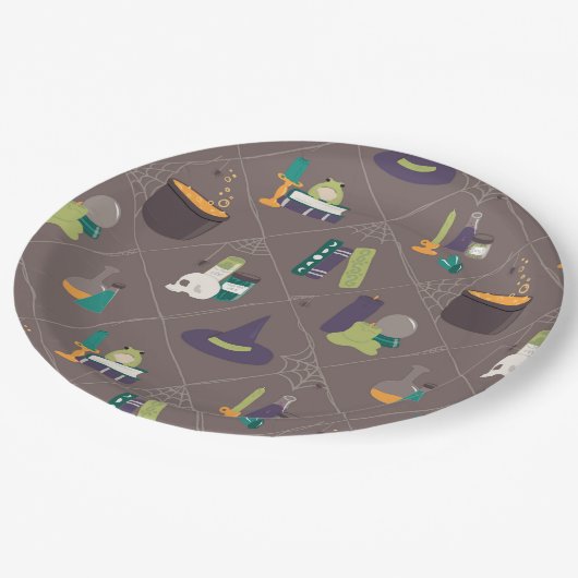 Hexenzauber versorgt Halloween Pappteller (Schrägansicht)