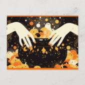 Hexenzauberei im Halloween-Kauldron Feiertagspostkarte (Vorderseite)