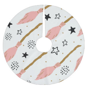 Hexenzauberer-Doodle-Muster Polyester Weihnachtsbaumdecke