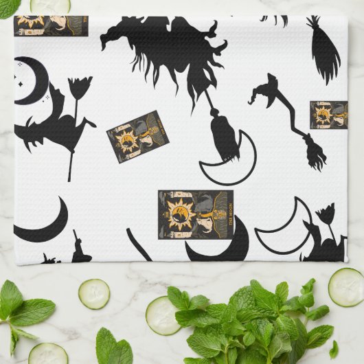 Hexenzauberer Schwarzmeerkatze Geschirrtuch (Gefaltet)