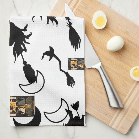 Hexenzauberer Schwarzmeerkatze Geschirrtuch (Viertel Falte)