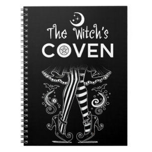 Hexenzirkel Hexenbeine Schwarz & Weiß Halloween Notizblock