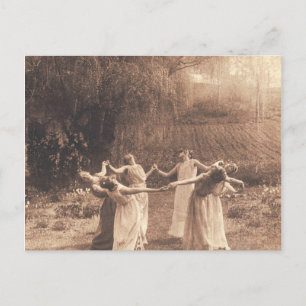 Hexenzirkel Vintage Frauen tanzen Postkarte