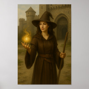 Hexerei am Schlosstor - Power Stände Uhr Poster