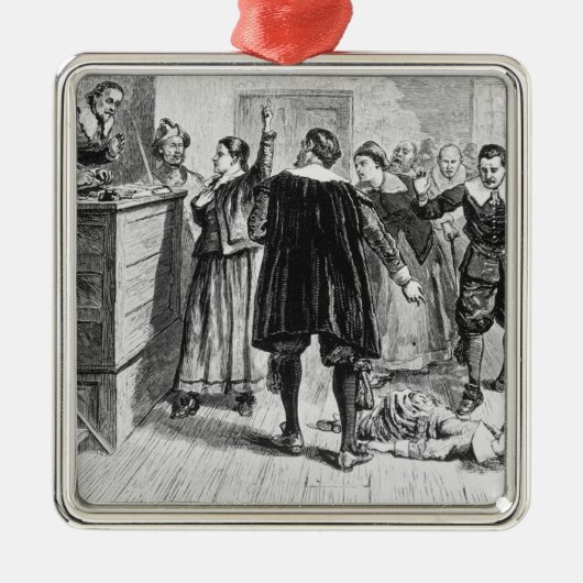 Hexerei an Salem-Dorf Silbernes Ornament (Vorne)