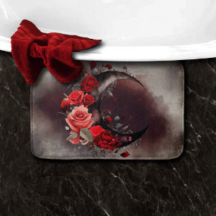 Hexerei Crescent Moon mit gotischen Rote Rosen Badematte