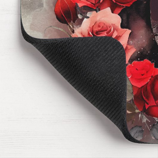 Hexerei | Crescent Moon mit gotischen Rote Rosen Mousepad (Ecke)