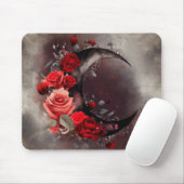 Hexerei | Crescent Moon mit gotischen Rote Rosen Mousepad (Mit Mouse)
