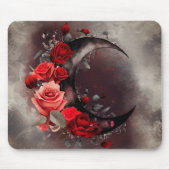 Hexerei | Crescent Moon mit gotischen Rote Rosen Mousepad (Vorne)