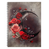 Hexerei | Crescent Moon mit gotischen Rote Rosen Notizblock (Vorderseite)