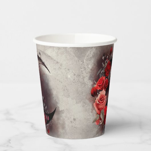 Hexerei | Crescent Moon mit gotischen Rote Rosen Pappbecher (Links)