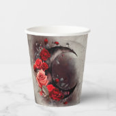 Hexerei | Crescent Moon mit gotischen Rote Rosen Pappbecher (Vorderseite)