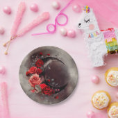 Hexerei | Crescent Moon mit gotischen Rote Rosen Pappteller (Party)