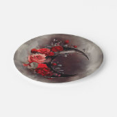 Hexerei | Crescent Moon mit gotischen Rote Rosen Pappteller (Schrägansicht)