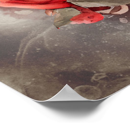 Hexerei | Crescent Moon mit gotischen Rote Rosen Poster (Ecke)