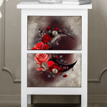 Hexerei | Crescent Moon mit gotischen Rote Rosen