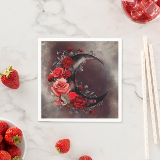 Hexerei | Crescent Moon mit gotischen Rote Rosen Serviette (Beispiel)