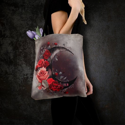 Hexerei | Crescent Moon mit gotischen Rote Rosen Tasche