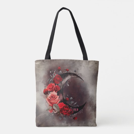 Hexerei | Crescent Moon mit gotischen Rote Rosen Tasche (Rückseite)