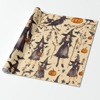 Hexerei Elegance: Vintages gotisches Halloween Geschenkpapier