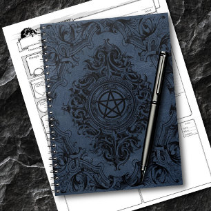 Hexerei Geblüht Dusty Blue Fantasy Pentagramm Notizblock