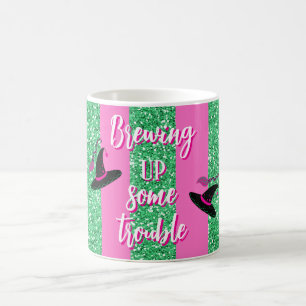 Hexerei Girls Pink & Green Halloween Custom Tasse