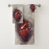 Hexerei | Herz mit Tropfen an Rotblutungen und Gol Badhandtuch Set (Insitu)