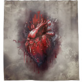 Hexerei | Herz mit Tropfen an Rotblutungen und Gol Duschvorhang (Vorderseite)