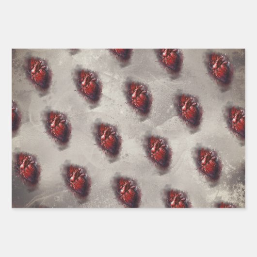 Hexerei | Herz mit Tropfen an Rotblutungen und Gol Geschenkpapier Set (Vorderseite 3)