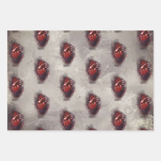 Hexerei | Herz mit Tropfen an Rotblutungen und Gol Geschenkpapier Set (Vorderseite)