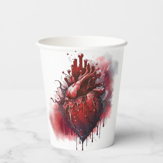 Hexerei | Herz mit Tropfen an Rotblutungen und Gol Pappbecher (Rückseite)