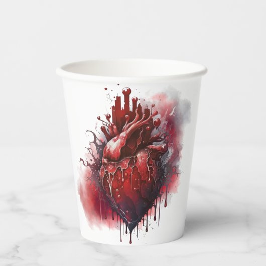 Hexerei | Herz mit Tropfen an Rotblutungen und Gol Pappbecher (Vorderseite)
