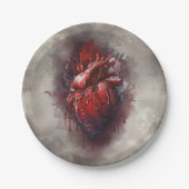 Hexerei | Herz mit Tropfen an Rotblutungen und Gol Pappteller (Vorderseite)