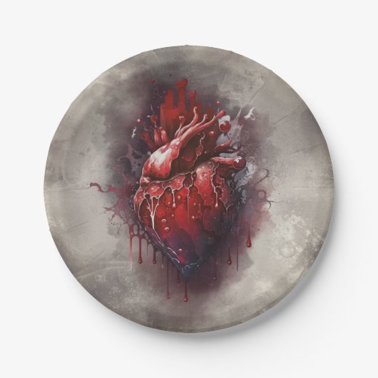Hexerei | Herz mit Tropfen an Rotblutungen und Gol Pappteller (Vorderseite)
