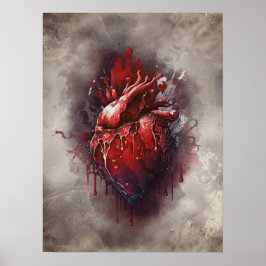 Hexerei | Herz mit Tropfen an Rotblutungen und Gol Poster