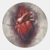 Hexerei | Herz mit Tropfen an Rotblutungen und Gol Runder Aufkleber (Vorderseite)