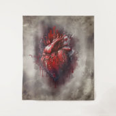 Hexerei | Herz mit Tropfen an Rotblutungen und Gol Wandteppich (Vorderseite)