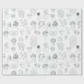 Hexerei Monster Line Art Wrapping Paper Geschenkpapier (Flach)