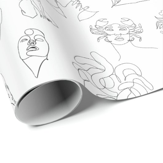 Hexerei Monster Line Art Wrapping Paper Geschenkpapier (Rolleneckpunkt)