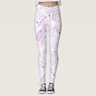 Hexerei Muster 2506.Lila. Weißer BG Leggings