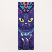 Hexerei Niedliche Blumenkatze / Mitte Jahrhundert Yogamatte (Vorderseite)
