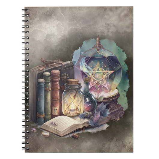 Hexerei | Pastel Spellbook Tomen und Kristallball Notizblock (Vorderseite)